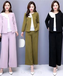 セットアップ スーツパンツ レディース フォーマル セレモニースーツ 3点セット スーツジャケット ワイドパンツ 入学式 卒業式 通勤 OL オフィス 40代