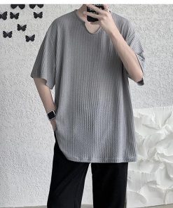 ニット キーネック メンズ 長袖タイプ追加 ス 半袖 長袖 ゆったり 無地 薄手 ビッグシルエット Tシャツ ルーズ サマーニット 秋ニット