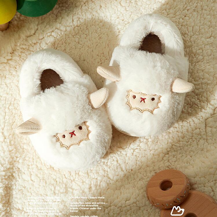 ルームシューズ 子供 もこもこ 3カラー 子羊 ラム カップルシューズ レディース メンズ 室内履き 可愛い ペア カップル 室内スリッパ ボア付き あったか シンプ - 画像 (4)