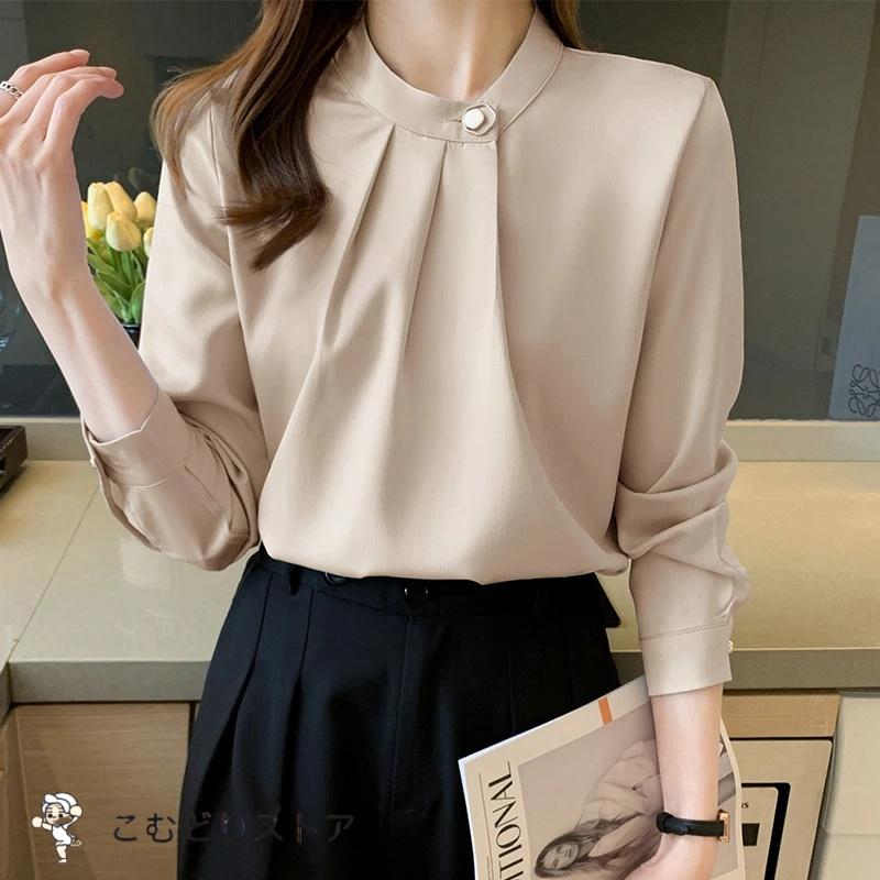 ブラウス レディース 入学式 スーツ ママ 30代 トップス 白 ベージュ ブルー 長袖 大きいサイズ きれいめ ビジネス オフェンス 40代 - 画像 (7)