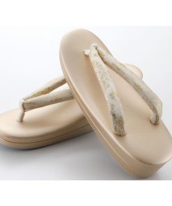 フォーマル 礼装用 白梅 草履 絹目調合皮 二枚芯 ゴールド zh-341-13