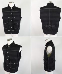 SKULL FLIGHT スカルフライト CALIFORNIA LINE ボーダーベスト ブラック