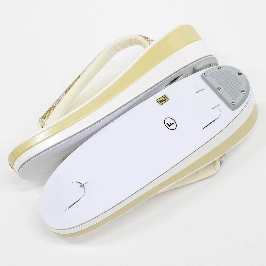 草履 単品 レディース 振袖 成人式 袴 卒業式 2段 白 オフホワイト 黄色 バイカラー 2色 フリーサイズ 日本製 エナメル 和装 着物 - 画像 (5)