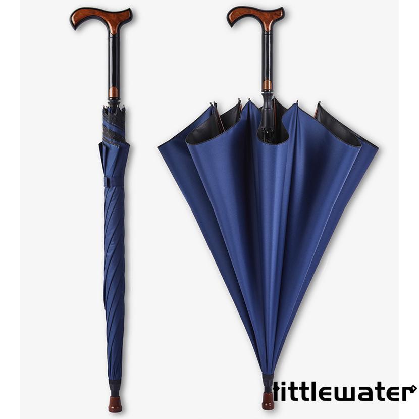 ステッキ 杖 傘 仕込み杖 杖傘 長傘 歩行補助杖 高齢者 晴雨兼用 日傘 UVカット 軽量 大判 無地 黒 ブラック プレゼント 敬老の日 母の日 ギフト - 画像 (2)