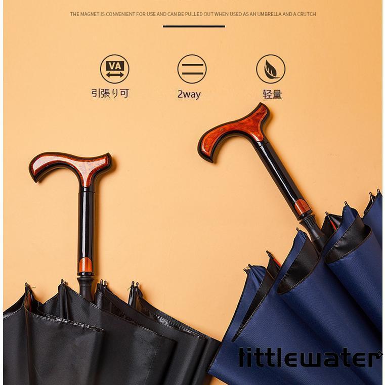 ステッキ 杖 傘 仕込み杖 杖傘 長傘 歩行補助杖 高齢者 晴雨兼用 日傘 UVカット 軽量 大判 無地 黒 ブラック プレゼント 敬老の日 母の日 ギフト - 画像 (4)