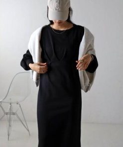 ボンジュールサガン BONJOUR SAGAN ウエストタックスウェットワンピ (Black)
