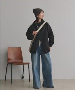 アドティエ ad thie マウンテンパーカー ラグラン ドローコード モンスター フード 冬 春 (カーキ)