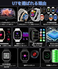 WAPIK 業界初 AMOLED スマートウォッチ 1.96インチ 通話機能 超高解像度 日本語説明書 iPhone Android 着信通知 母の日 プレゼント