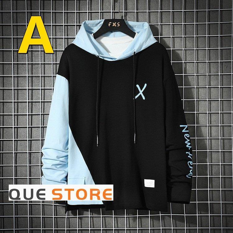 パーカー メンズスウェットパーカー 薄手 通気 春夏 長袖パーカー 夏 フード付き 配色 ゆったりプルオーバーパーカー