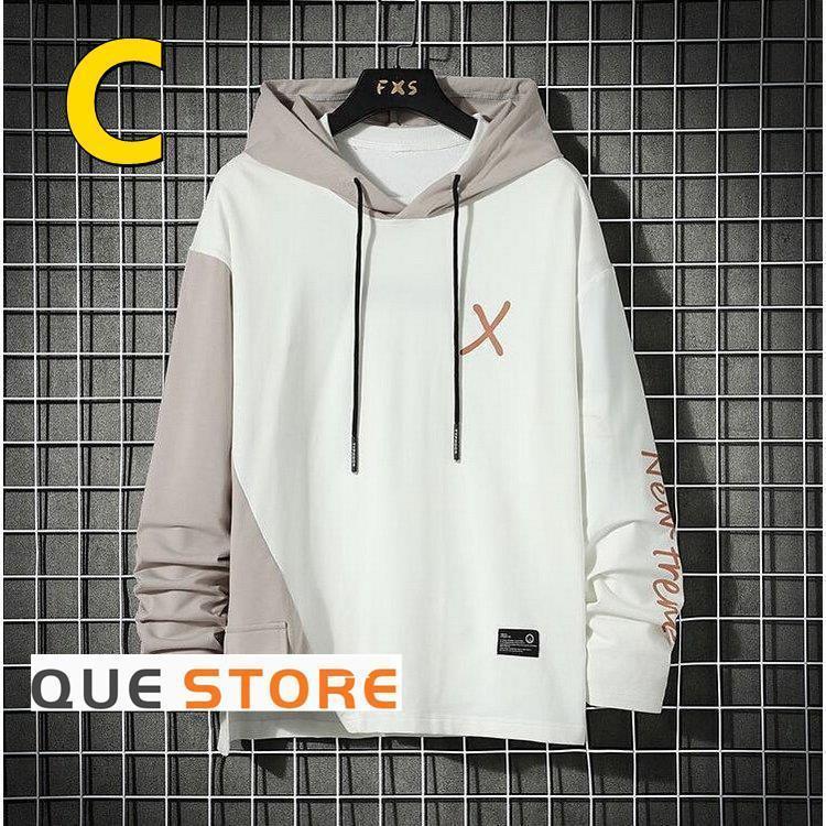 パーカー メンズスウェットパーカー 薄手 通気 春夏 長袖パーカー 夏 フード付き 配色 ゆったりプルオーバーパーカー - 画像 (3)