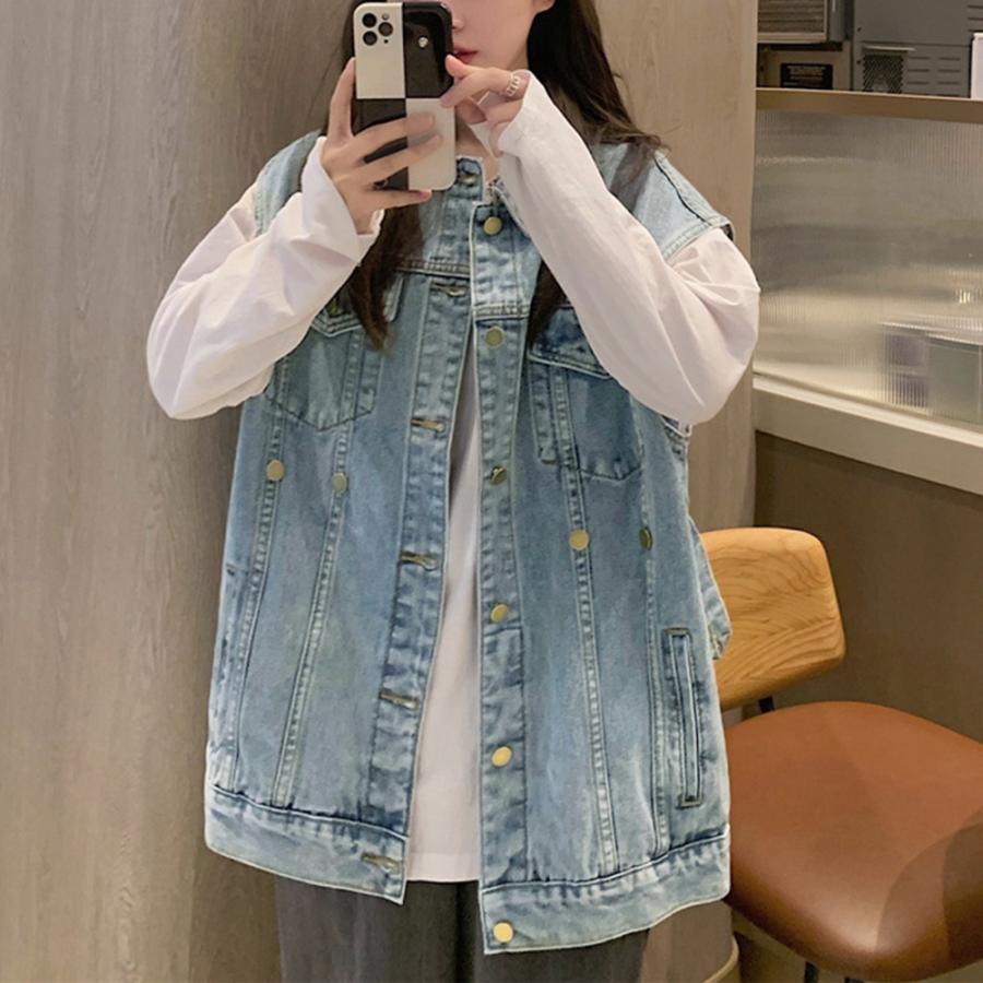 miniministore デニムベスト ジレ 重ね着デニムチョッキ - 画像 (4)