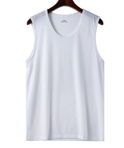 【値下げ】タンク メンズ インナー メッシュ ノースリーブ 冷感素材 クルーネック 肌着 下着 サマーウエア 蒸れない 無地 涼しい スポーツ 夏