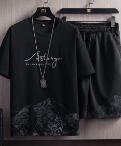 【大特価】セットアップ メンズ ジャージ スウェット 上下セット 半袖 ゆったり 通気性 涼しい 英字 山柄 普段着 カジュアル 吸汗速乾 ルームウェア