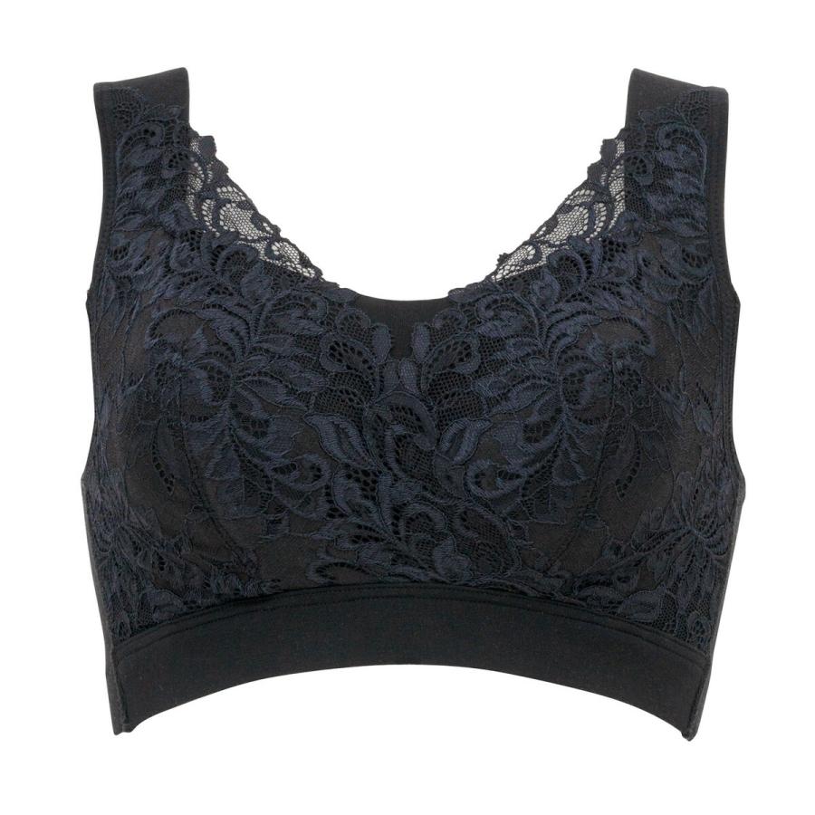 BRADELIS NewYork ブラデリス 素肌 しっとり ハッピーバストブラ23 ブラジャー ノンワイヤー ナイトブラ レディース インナー レース 幅広 補正 補整 下着 大きいサイズ - 画像 (3)