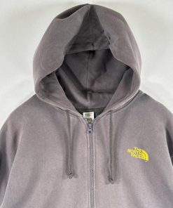 THE NORTH FACE 古着 ザ・ノースフェイス パーカー フルジップ 大きいサイズ ワンポイントロゴ スウェット XXL  ダークグレー系 メンズ
