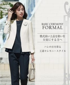 ニッセン レディース スーツ セレモニースーツ 卒業式 入学式 ママスーツ 母 服装 パンツスーツ セットアップ 洗える コサージュ付 大きいサイズ cm0