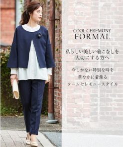 ニッセン フォーマル 3点セット レディース 入学式 卒業式 パール調ボタン ブラウス + テーパード パンツスーツ コサージュ付 LL/3L nissen