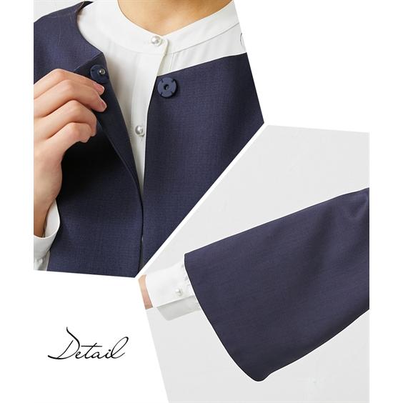 ニッセン フォーマル 3点セット レディース 入学式 卒業式 パール調ボタン ブラウス + テーパード パンツスーツ コサージュ付 LL/3L nissen - 画像 (8)