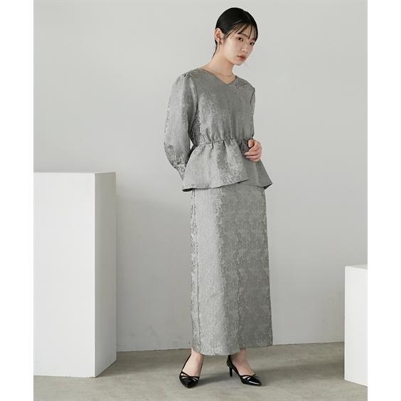 ニッセン オケージョン ドレス フォーマル レディース 入学式 卒業式 結婚式 パーティー Vネック ジャガード ペプラム ワンピース スカート nissen - 画像 (7)