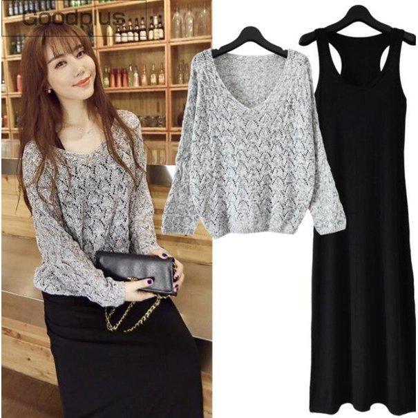 セットアップ ワンピース ニット セーター 2点セット 上下セット レディース トップス マキシ丈