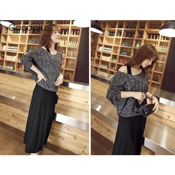 セットアップ ワンピース ニット セーター 2点セット 上下セット レディース トップス マキシ丈 - 画像 (6)