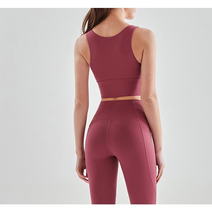 スポーツブラ パッド ハイサポート レディース ランニング ヨガウェア おしゃれ タンクトップ 無地 速乾スポーツウェア インナー 伸縮性 スポーツ フィットネス - 画像 (7)