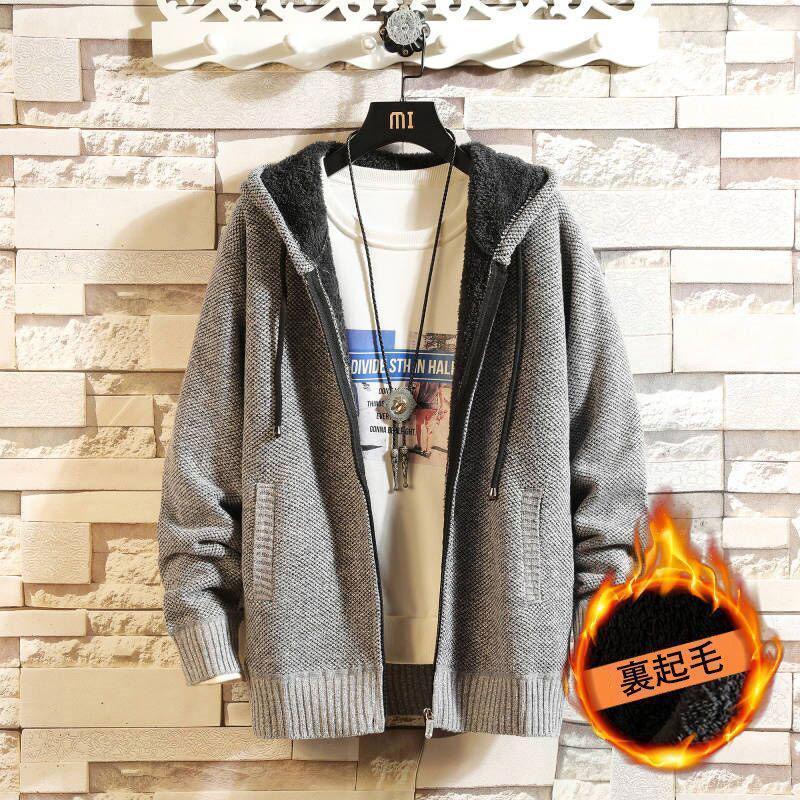 カーディガン 裏起毛 パーカー ニット メンズ 防寒 暖かい スウェット プルオーバーパーカー カジュアル コート 冬 新作 フード付き - 画像 (7)