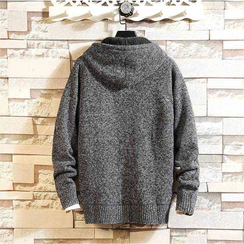 カーディガン 裏起毛 パーカー ニット メンズ 防寒 暖かい スウェット プルオーバーパーカー カジュアル コート 冬 新作 フード付き - 画像 (8)