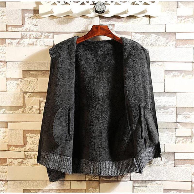 カーディガン 裏起毛 パーカー ニット メンズ 防寒 暖かい スウェット プルオーバーパーカー カジュアル コート 冬 新作 フード付き - 画像 (9)