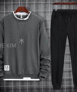 ジャージ 上下 セットアップ メンズ 40代 50代 おしゃれ 春秋 スウェット 長袖 パーカー 重ね着風 ロングパンツ 運動着 高品質