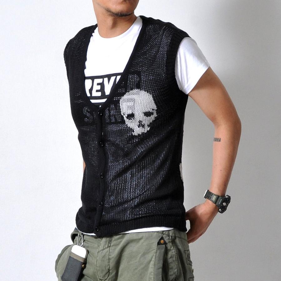 全品送料無料 【ポイント15倍UP】完売御免 スカル ニット ベスト メンズ トップス ドクロマーク 髑髏 どくろ コスプレ 2色 T166 M便 sc - 画像 (3)