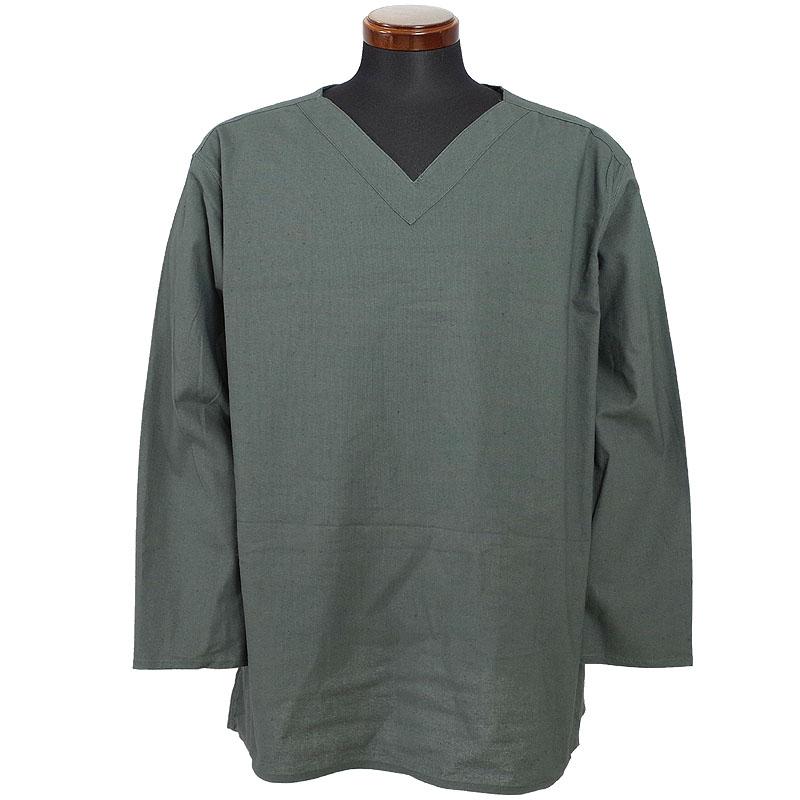 1点ならメール便可 ロシア軍 スリーピングシャツ サマー Vネック グレー デッドストック JS169NN 実物ミリタリー パジャマ ルームウェア 部屋着 インナー