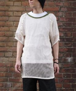 デンマーク軍 半袖 ネットシャツ ホワイト×オリーブ デッドストック JT056NN メンズ レディース メッシュ インナー 通気 網 実物ミリタリー 軍モノ 軍物