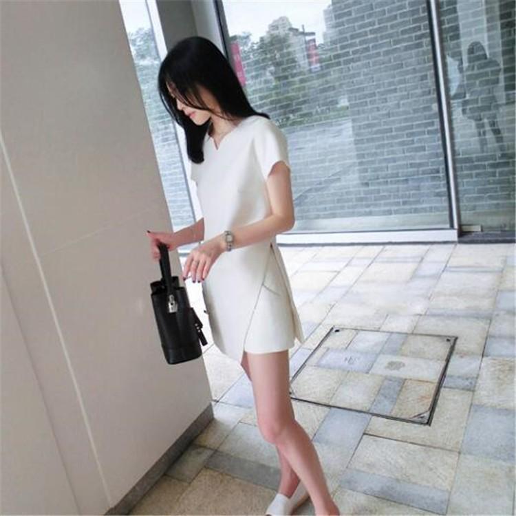 セットアップ レディース 40代 夏 きれいめ 半袖 上下セット 無地 シフォン 大きいサイズ 通勤 OL 韓国風 オシャレ ゆったり 2色 - 画像 (8)