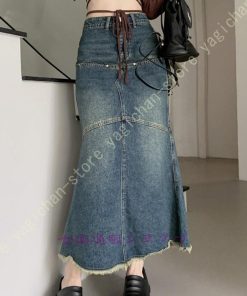 マーメイドスカート デニム スカート ロング 秋冬 マーメイド ロングスカート タイト デニムスカート 無地 秋 冬
