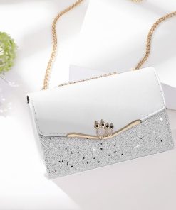 パーティーバッグ 結婚式 黒 クラッチ バッグ レディース 2way 斜め掛け クラッチバッグ ロングチェーン付 キラキラ