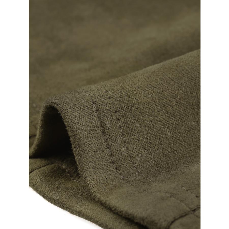 Allegra K ブレザースーツ フェイクスエード 長袖 オープンフロント ドローストリング カジュアル レディース オリーブグリーン S - 画像 (5)