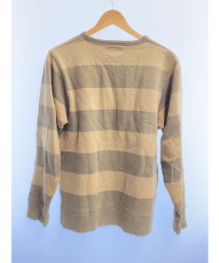 STUSSY◆スウェット/M/コットン/カーキ/キャメル/ボーダー