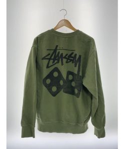 STUSSY◆スウェット/M/コットン/GRN/DICE CREW PIGMENT DYED/汚れ有