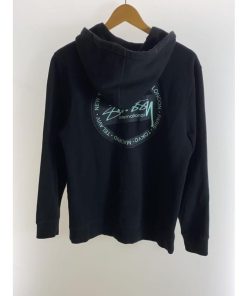 STUSSY◆ジップパーカー/S/コットン/BLK