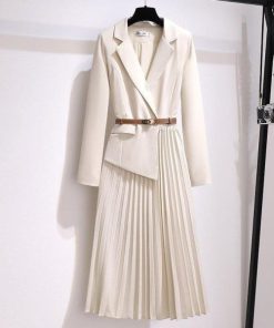 【特価】ワンピーススーツ レディース 40代 きれいめ ロング丈 長袖 春秋 プリーツスカート エレガント結婚式 通勤 フォーマル 着やせ入学式