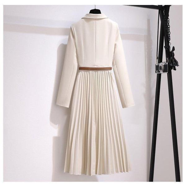 【特価】ワンピーススーツ レディース 40代 きれいめ ロング丈 長袖 春秋 プリーツスカート エレガント結婚式 通勤 フォーマル 着やせ入学式 - 画像 (2)