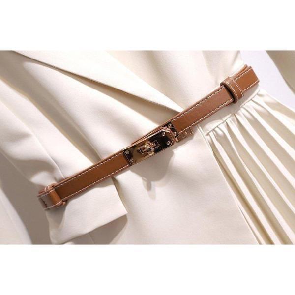 【特価】ワンピーススーツ レディース 40代 きれいめ ロング丈 長袖 春秋 プリーツスカート エレガント結婚式 通勤 フォーマル 着やせ入学式 - 画像 (6)