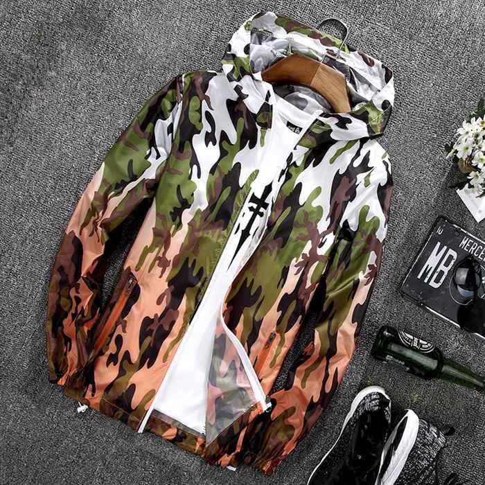 UVパーカー ウィンドブレーカー 迷彩グラデーション シースルー シアー 長袖 紫外線対策 UVカット 羽織り - 画像 (2)