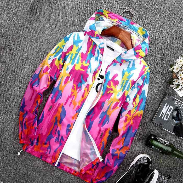 UVパーカー ウィンドブレーカー 迷彩グラデーション シースルー シアー 長袖 紫外線対策 UVカット 羽織り - 画像 (4)