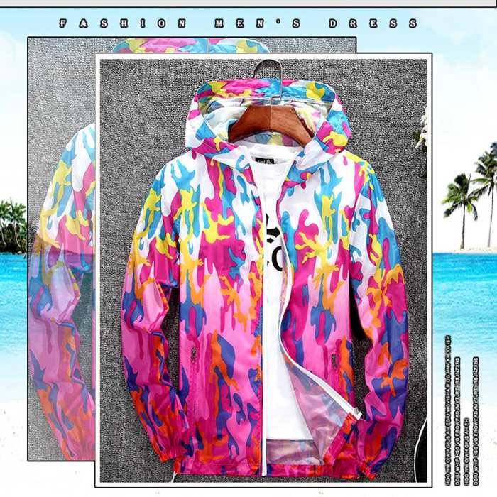 UVパーカー ウィンドブレーカー 迷彩グラデーション シースルー シアー 長袖 紫外線対策 UVカット 羽織り - 画像 (9)