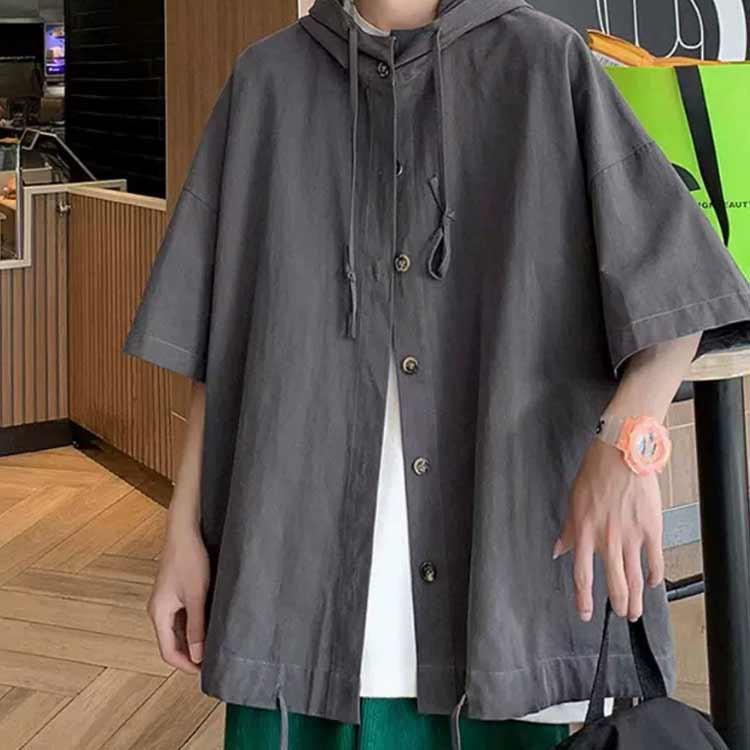 半袖 パーカー 男女兼用 前開き 無地パーカー はおり トップス 夏 サマーパーカー フード付き UVカット 薄手 半袖パーカー