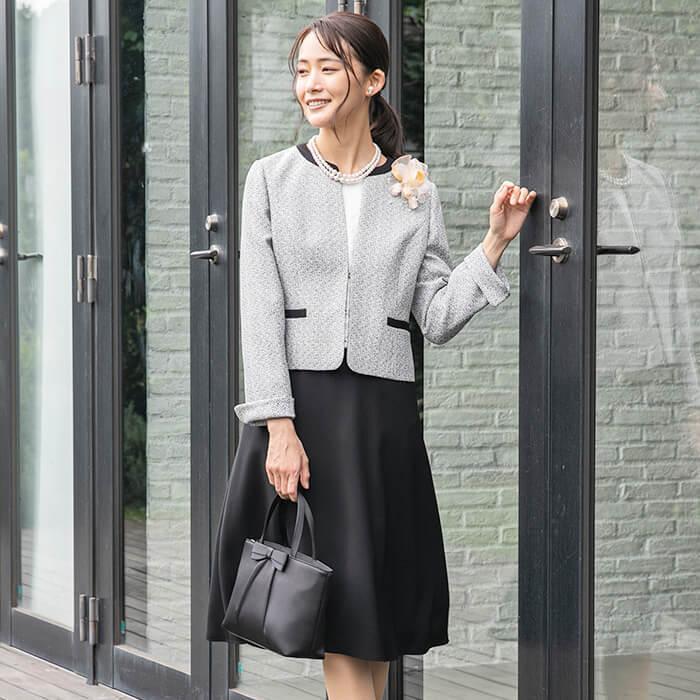 東京ソワール 50%OFF セレモニースーツ ママスーツ 入学式 卒業式 七五三 ツイード ワンピース ジャケット セットアップ 着回し 3点セット 9-15号 7808340