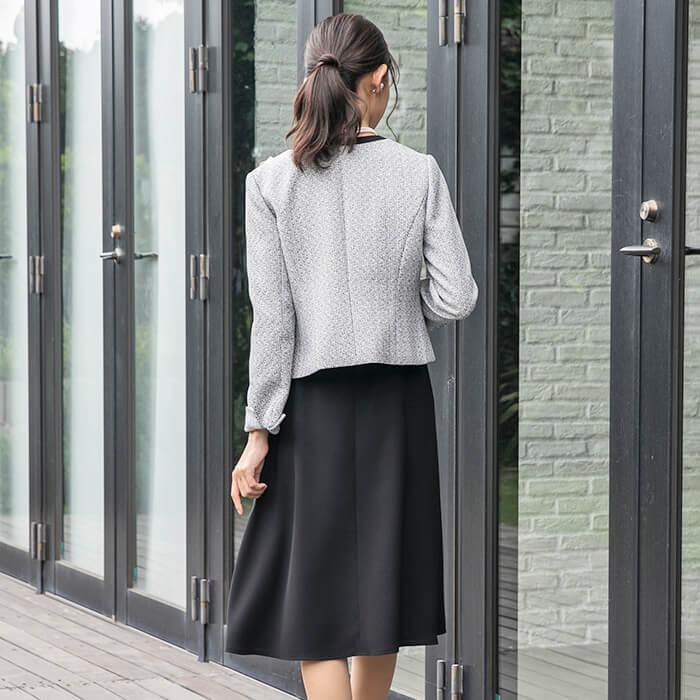 東京ソワール 50%OFF セレモニースーツ ママスーツ 入学式 卒業式 七五三 ツイード ワンピース ジャケット セットアップ 着回し 3点セット 9-15号 7808340 - 画像 (3)