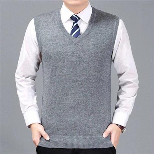 ニットベスト メンズ 秋 チョッキ トップス ビジネス Vネック アウター 重ね着 レイヤード風 コーデ単品 通勤 スリム おしゃれ 上品 - 画像 (8)